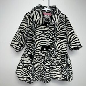 American Widgeon Faux Fur White Tiger Style Girls Coat Size 2T Zebra